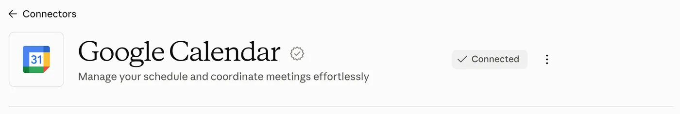 Google Calendar connected