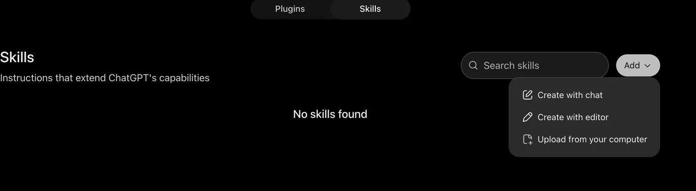 Add skill menu in ChatGPT