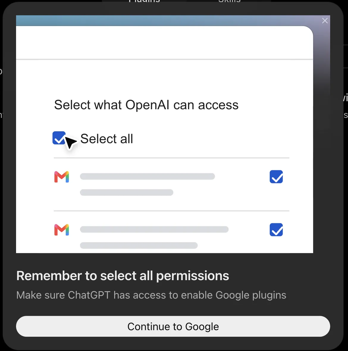 Select all permissions tip
